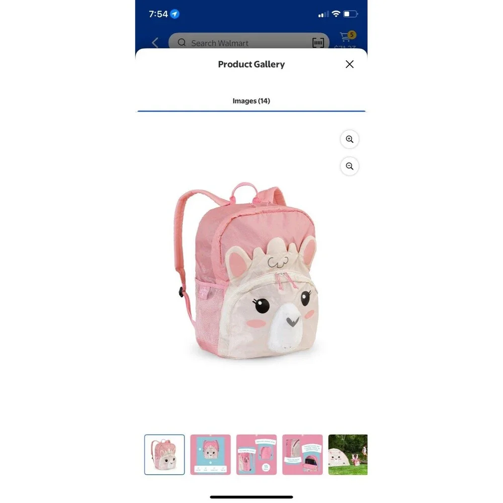 Firefly! Outdoor Gear Izzie the Llama Kid’s Backpack - Pink & Cream, New